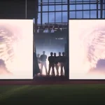 北海道日本ハムファイターズ 開幕セレモニーに設置された開閉式LEDビジョン